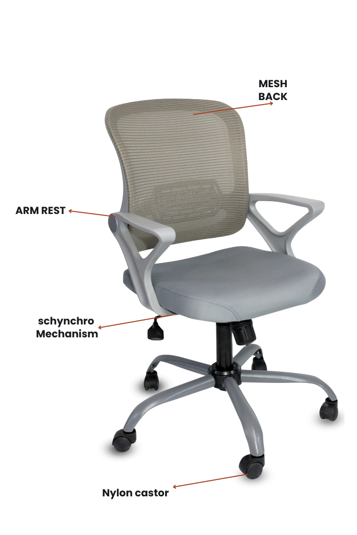 Evian CHERRY medium back mesh chair visitor or staff office chair SMC-15 GREY