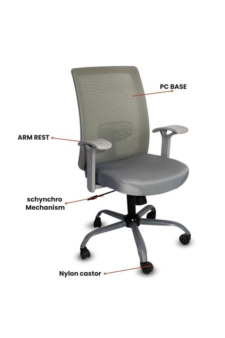 Evian medium back mesh chair visitor or staff office chair SMC-28 GREY