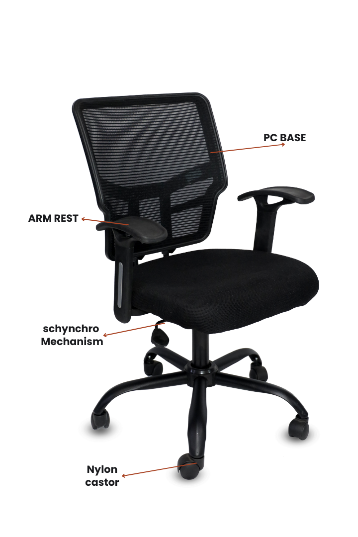 Evian medium back mesh chair visitor or staff office chair SMC-29 BLACK