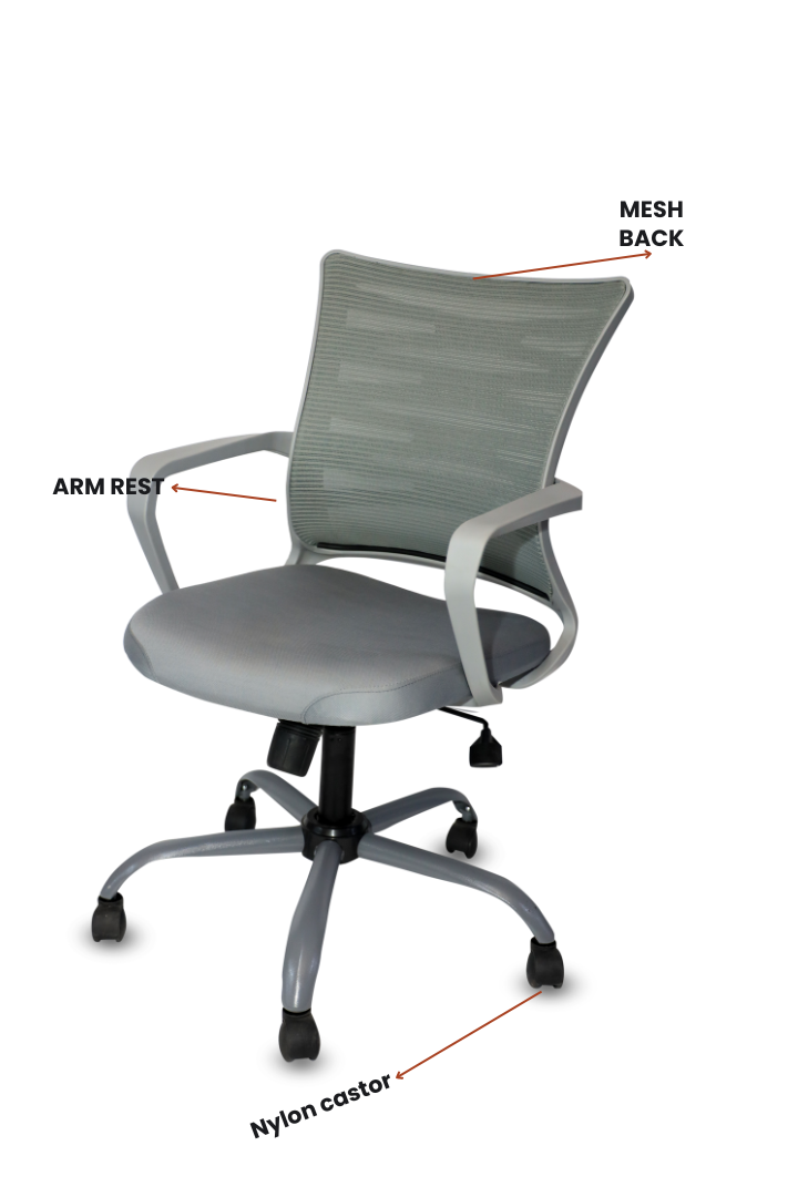 Evian ZIGZAG medium back mesh chair visitor or staff office chair SMC-21 GREY