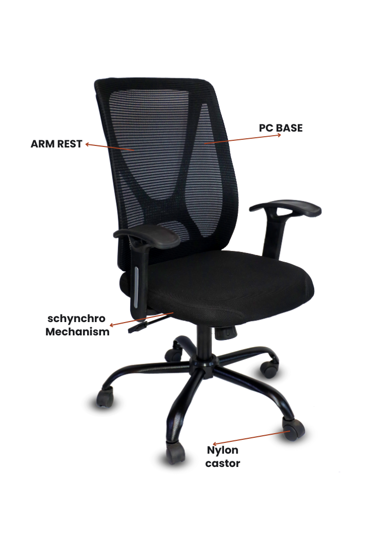 Evian medium back mesh chair visitor or staff office chair SMC-30 BLACK