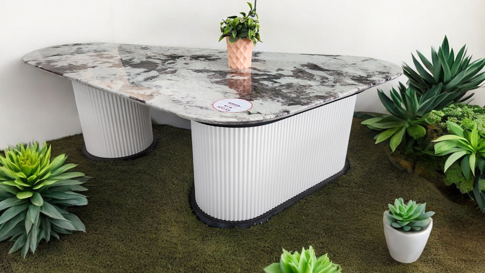 Evian Marble Top Center Table In Unique Shape in Heavy Qualtiy