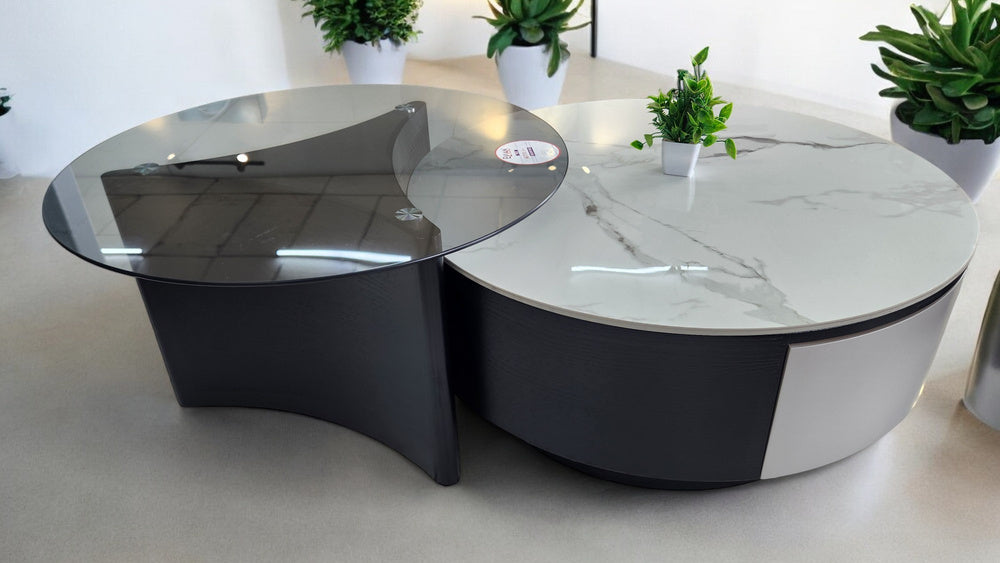 Evian New Black Round Roted Center Table in Black Colour