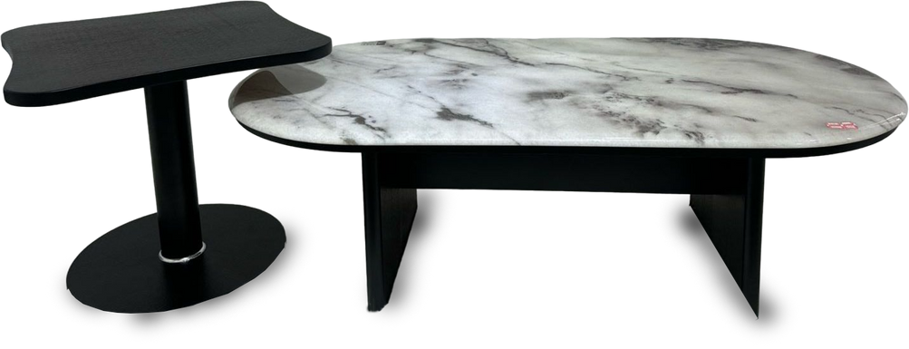 Evian New Wooden Marble Top Center Table In Light Grey Colour