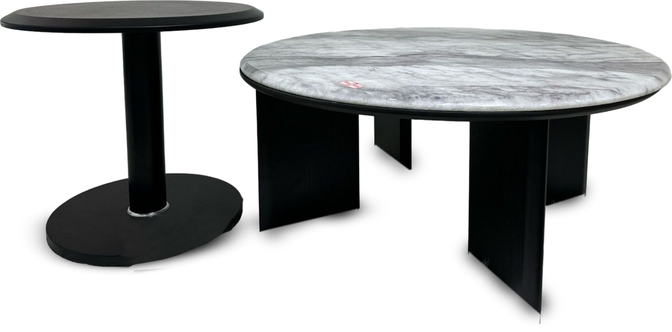 Evian New Wooden Marble Top Center Table In Light Grey Colour