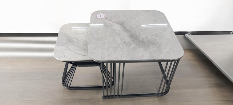 Evian New Square Ceramic Top Center Table In Grey Colour