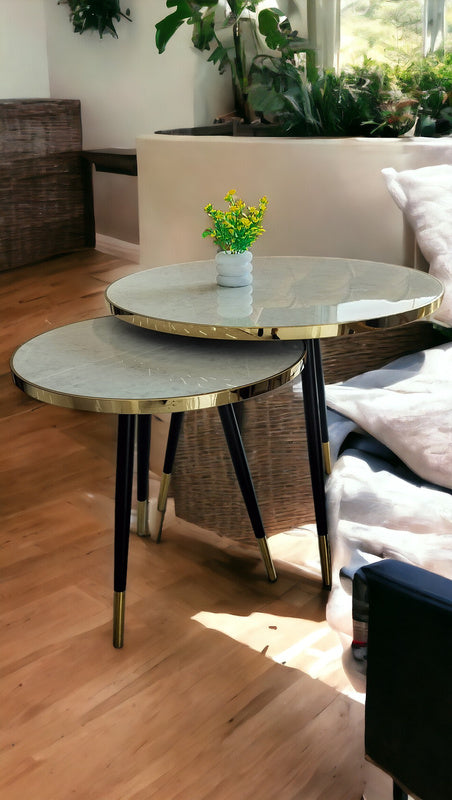 Evian Round Mdf Top Mattel Base Center Table in Set