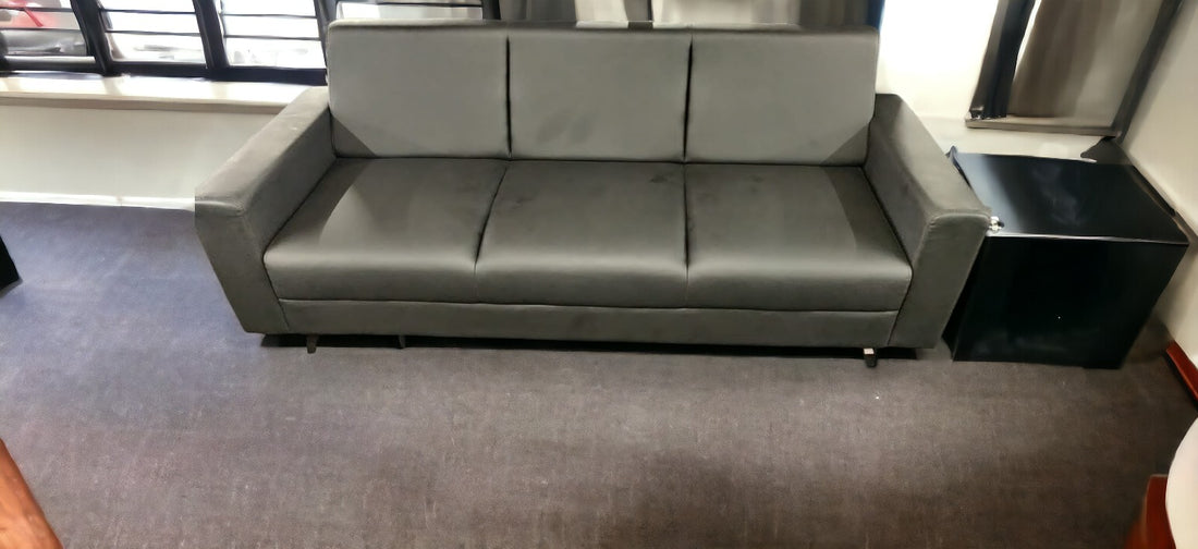 Evian Rexine 3 Seater Sofa In Black Colour (ES-21)