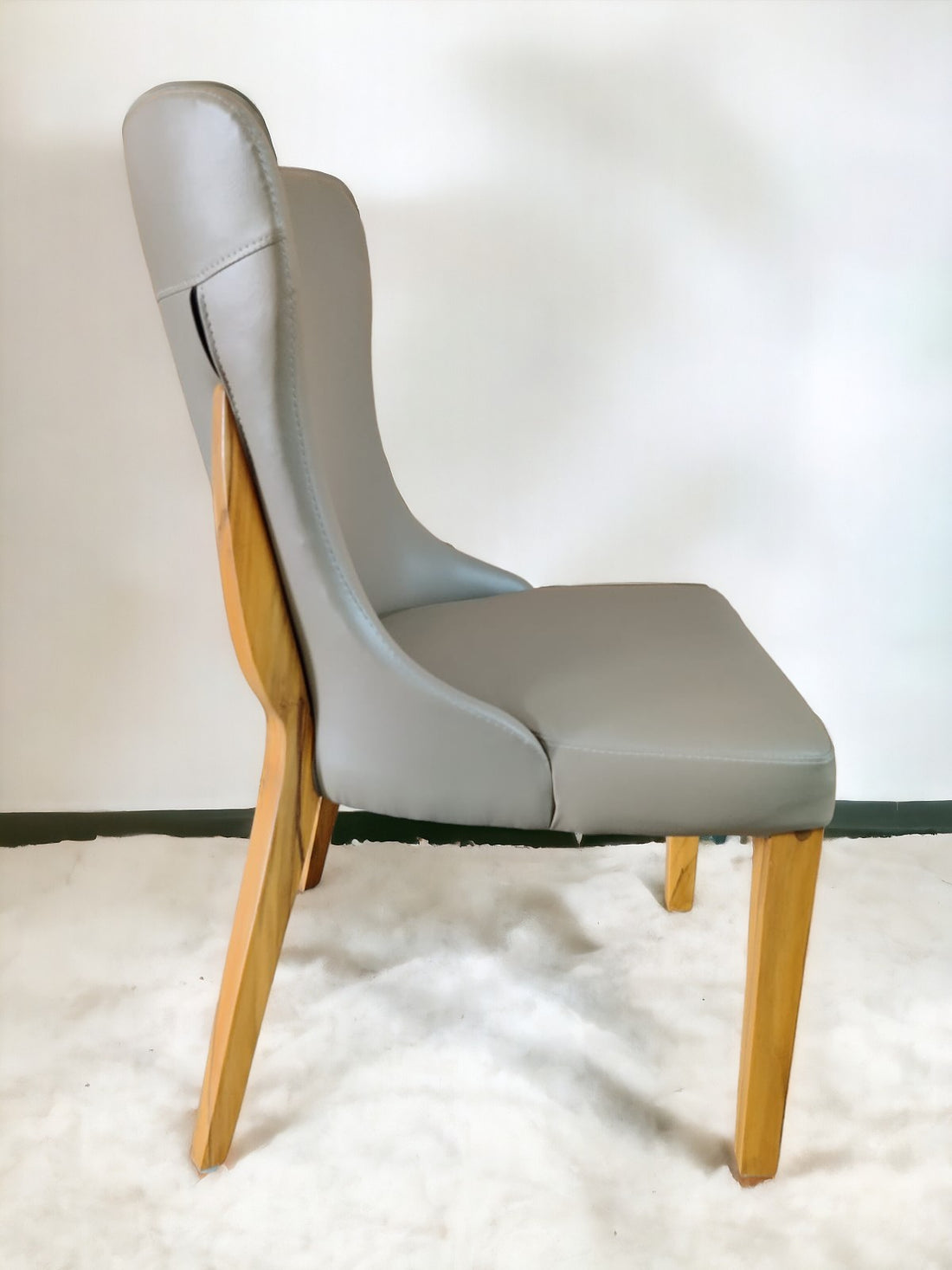 Evian New Full Back Wooden Chairs In Rexine Fabric