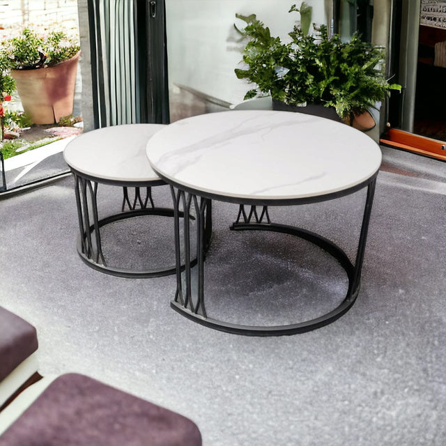 Evian New Ceramic Top Center Table In Black Base