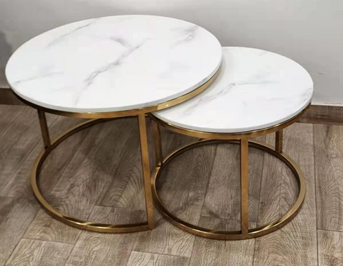 Evian New Marble Top SS Coted Center Table In Gold Colour