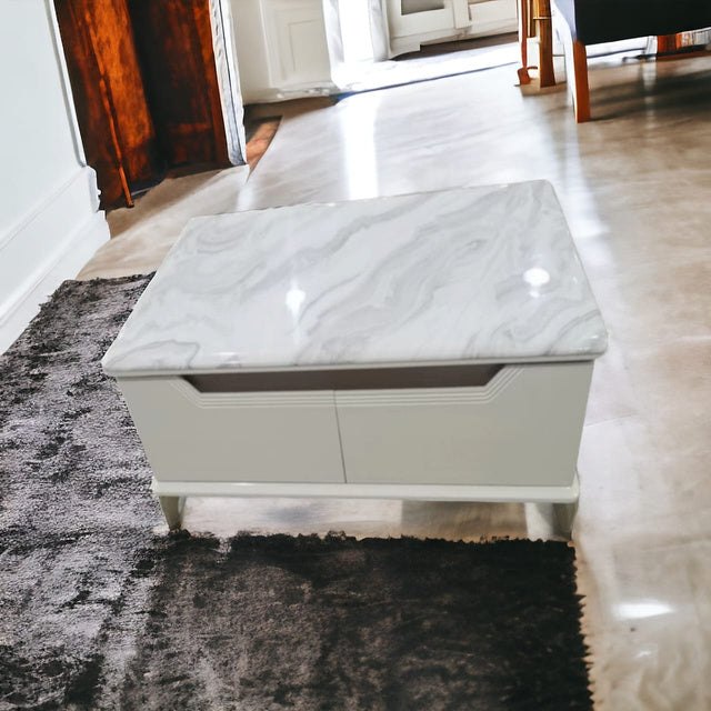 Evian marble Top Four Drawer Center Table In Grey Colour